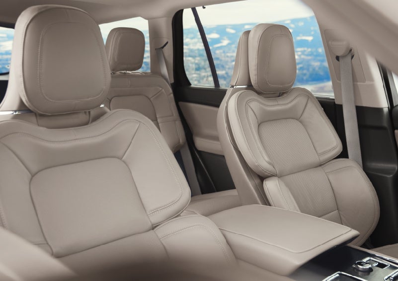 The interior of a 2024 Lincoln Aviator® SUV in the Sandstone interior color | Allan Vigil Lincoln, Inc. in Morrow GA