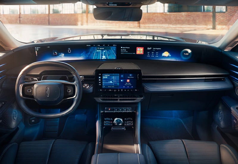 A large panoramic display is shown on the dashboard of a 2024 Lincoln Nautilus® SUV | Allan Vigil Lincoln, Inc. in Morrow GA
