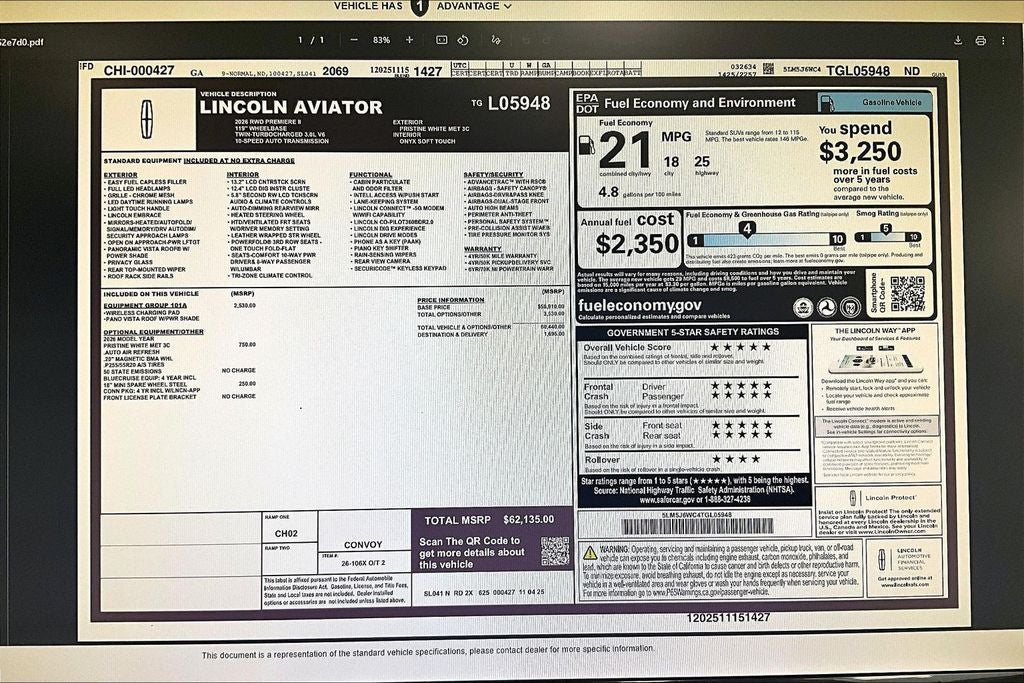 2026 Lincoln Aviator Premiere