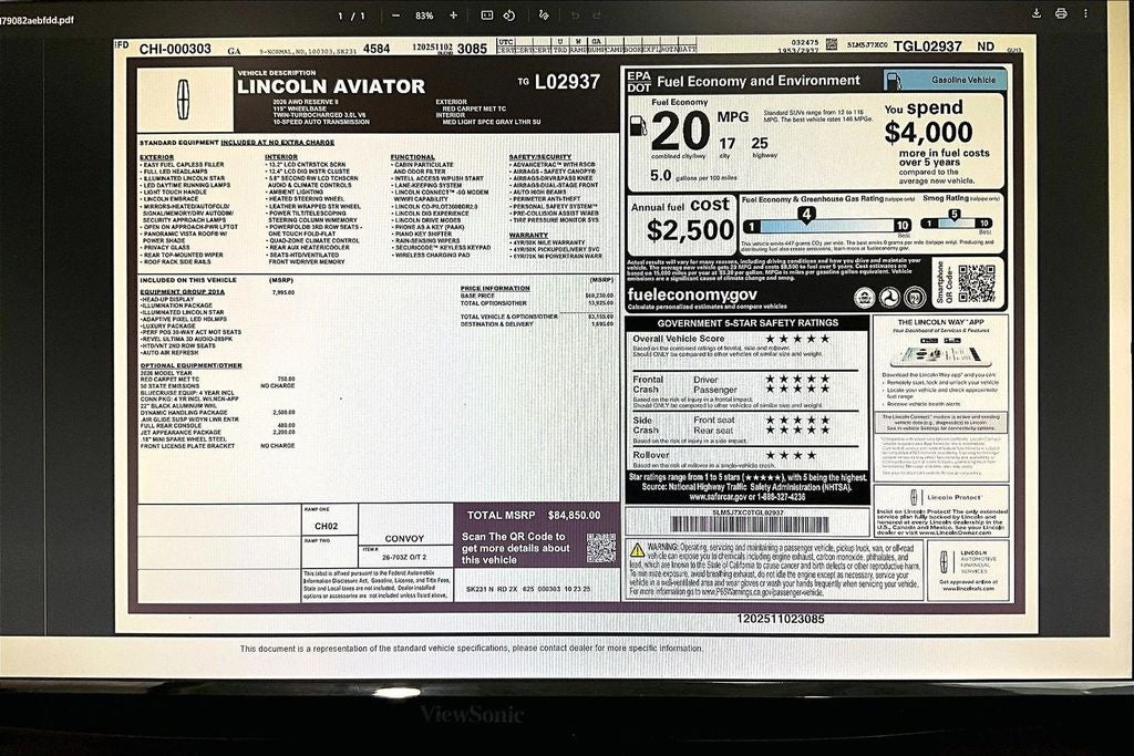 2026 Lincoln Aviator Reserve