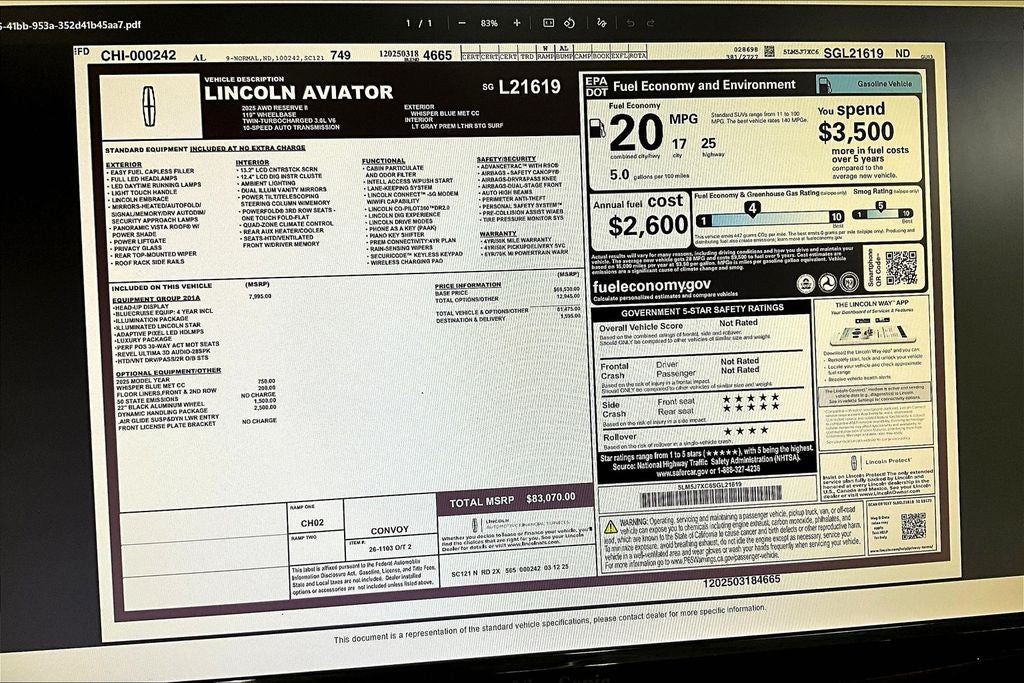 2025 Lincoln Aviator Reserve