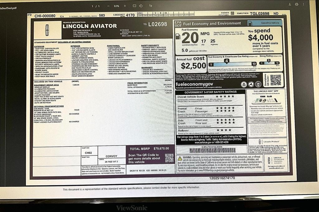 2026 Lincoln Aviator Reserve