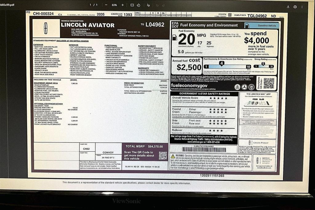 2026 Lincoln Aviator Reserve