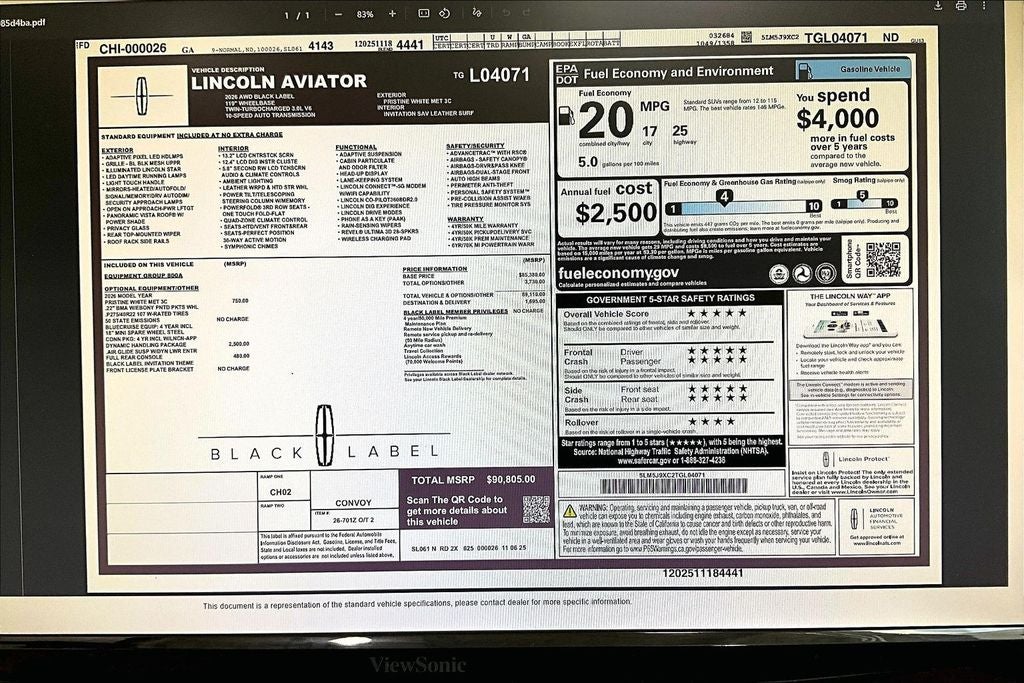 2026 Lincoln Aviator Black Label