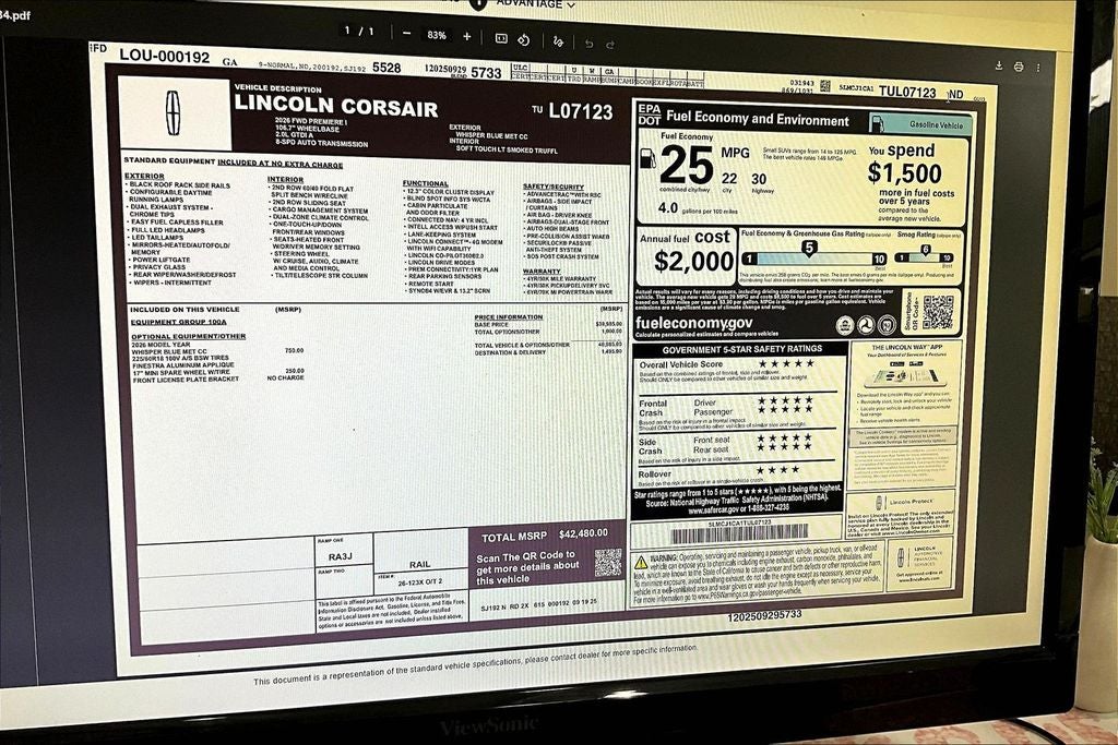 2026 Lincoln Corsair Premiere