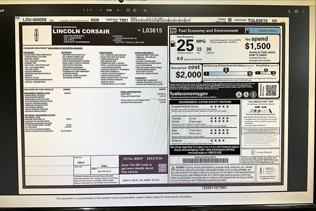 2026 Lincoln Corsair Premiere