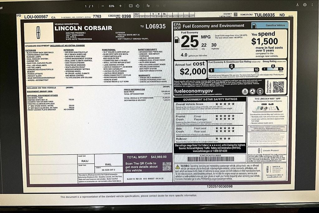 2026 Lincoln Corsair Premiere