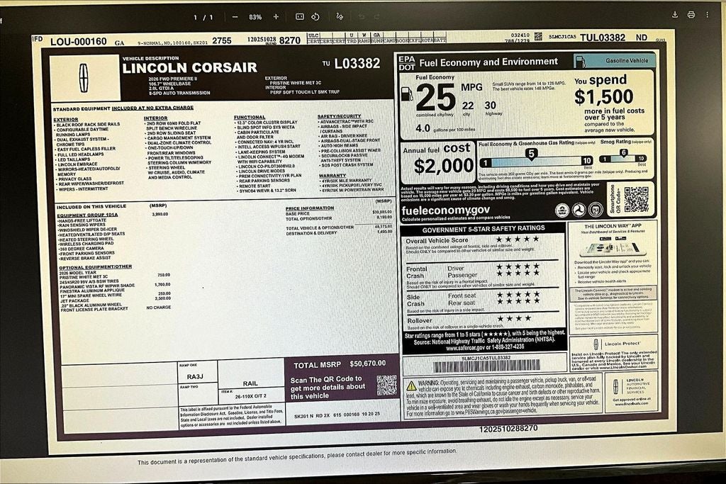 2026 Lincoln Corsair Premiere
