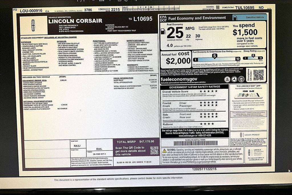2026 Lincoln Corsair Premiere