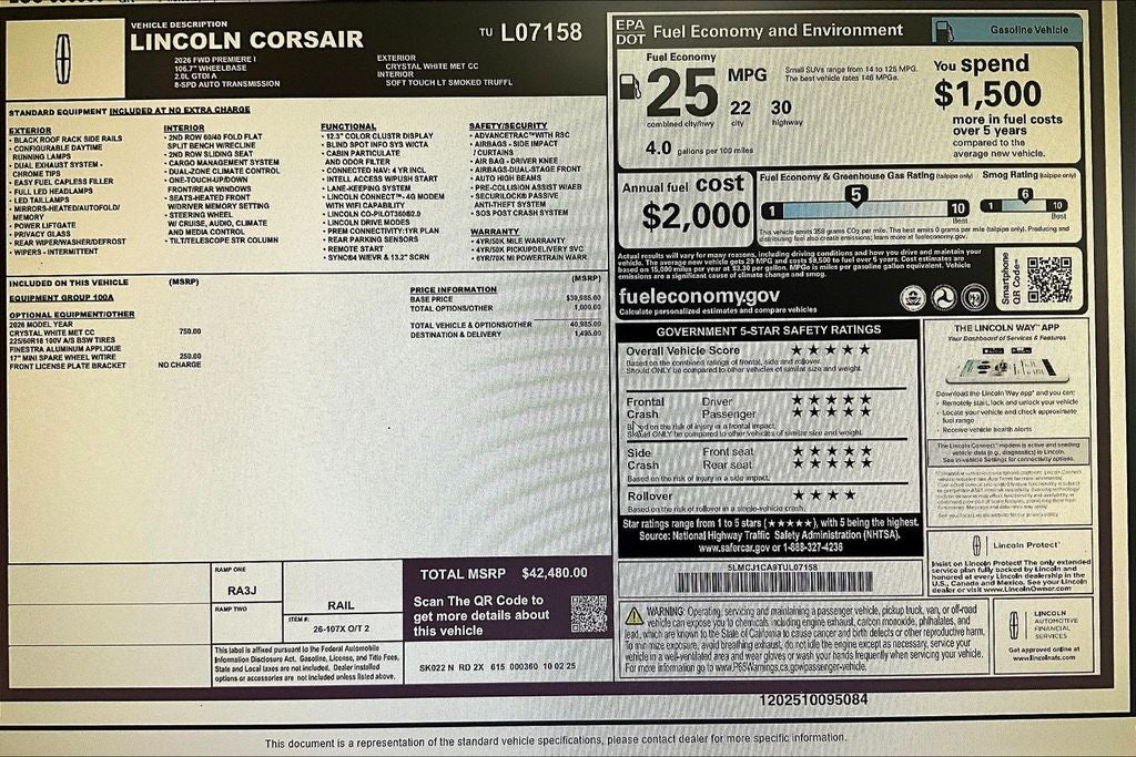 2026 Lincoln Corsair Premiere