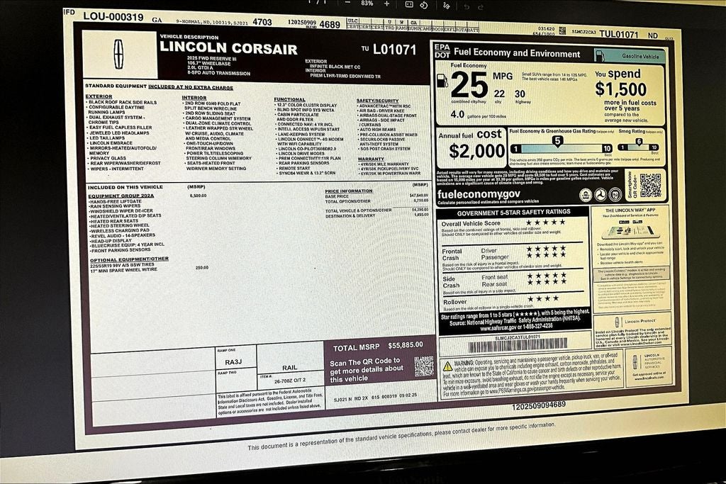 2026 Lincoln Corsair Reserve