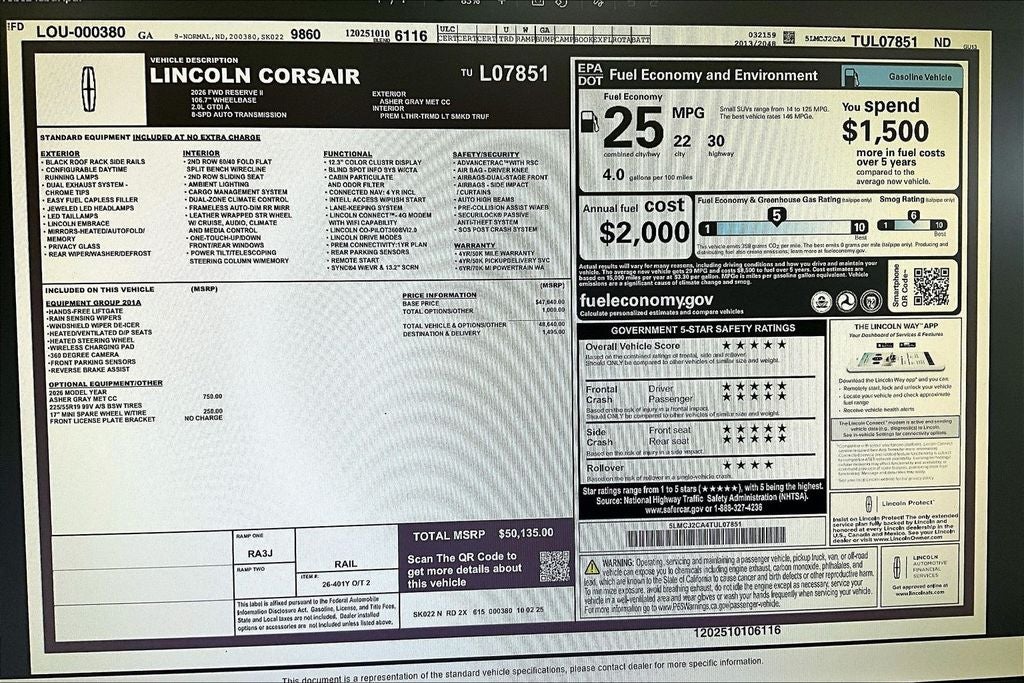 2026 Lincoln Corsair Reserve