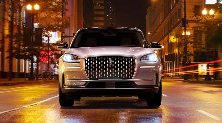 The striking grille of a 2024 Lincoln Corsair® SUV is shown. | Allan Vigil Lincoln, Inc. in Morrow GA