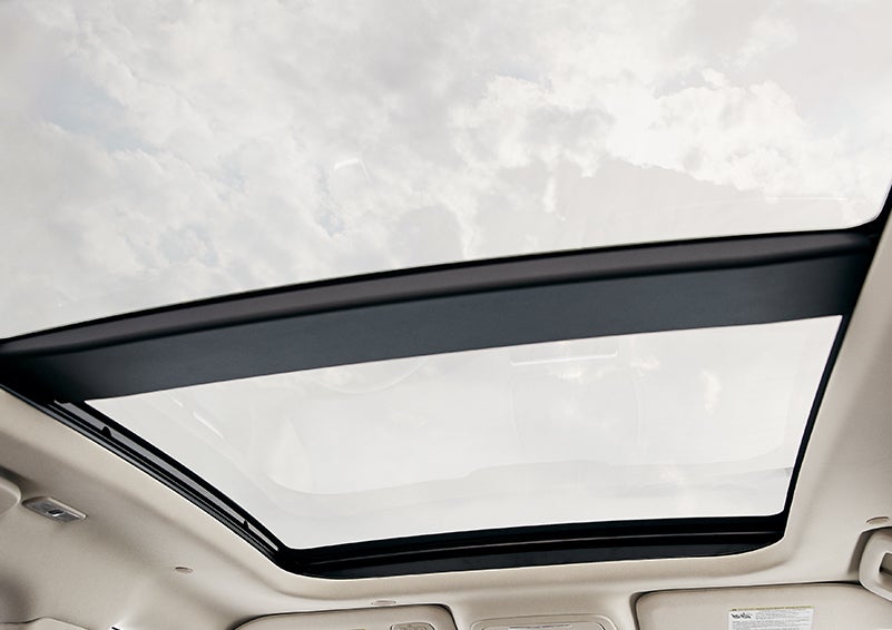 The available panoramic Vista Roof® is shown from inside a 2024 Lincoln Corsair® SUV. | Allan Vigil Lincoln, Inc. in Morrow GA