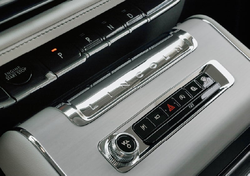The piano key gear selector of a 2027 Lincoln Aviator® Back Label™ SUV. | Allan Vigil Lincoln, Inc. in Morrow GA